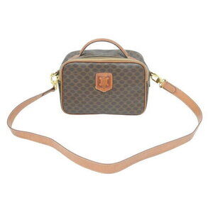 Celine Macadam Vanity Shoulder Bag Triomphe Brown Leather